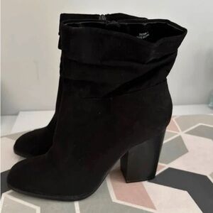 Elegant Black Suede Heeled Boots for Women